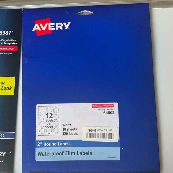 Avery Foil Mailing Labels, 3/4" x 2-1/4", 30 Labels, and 60 labels of 2” Round - Picture 5 of 5